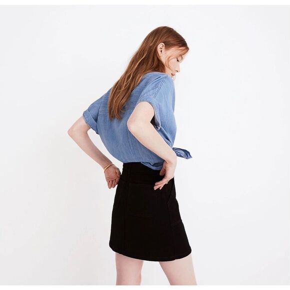 Madewell Denim Utility Zip Skirt in Black Frost | Size 26 - Picture 5 of 9